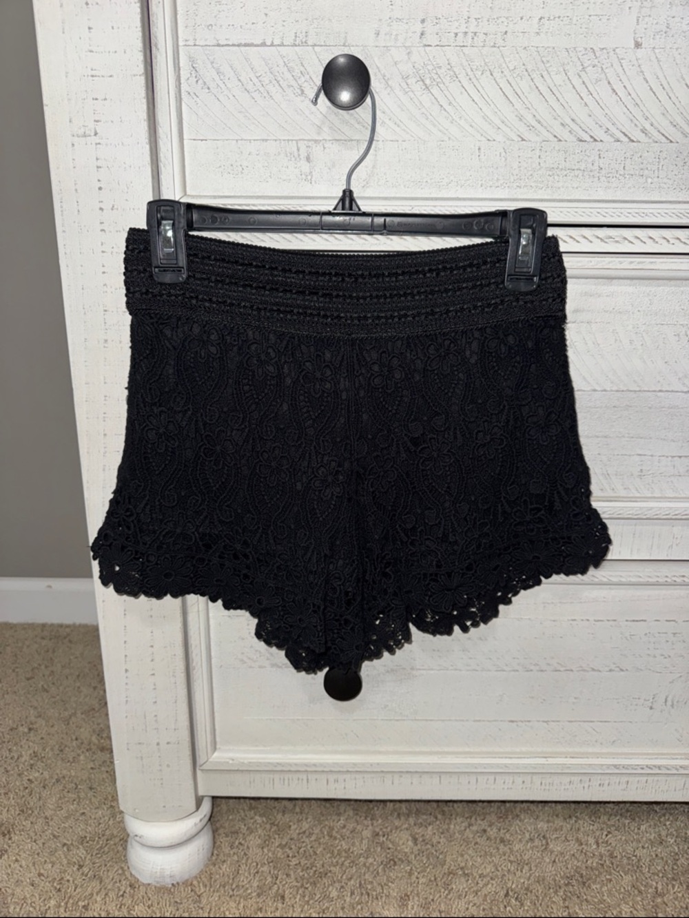 Black Lace Crochet Women's Shorts